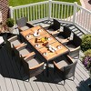 Tangkula 9PCS Rattan Patio Dining Set w/ 8 Stackable Cushioned Chairs Wooden Tabletop - 3 of 4