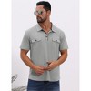 INSPIRE CHIC Men's Collared Short Sleeve Double Chest Pockets Outdoor Polo Shirt - 4 of 4