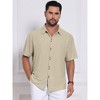 INSPIRE CHIC Men's Texture Short Sleeve Button Down Solid Casual Knitted Shirt - 4 of 4