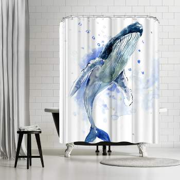 Americanflat 71" x 74" Shower Curtain, Humpback Whale Suren 2 by Suren Nersisyan