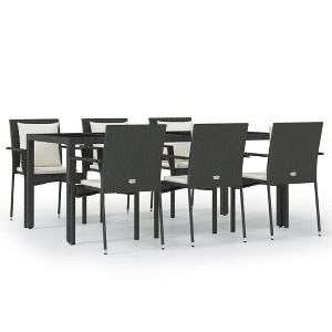 vidaXL Garden Dining Set Black and Cream White - 1 of 4