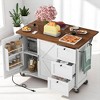54.5" Kitchen Island Cart with Drop Leaf, USB, Internal Storage Racks, 3 Drawers, Sliding Barn Doors, Lockable Wheels, for Dining Room - 3 of 4
