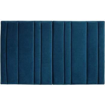 55 Downing Street Cadence Channel Tufted Blue Velvet Queen Hanging Headboard