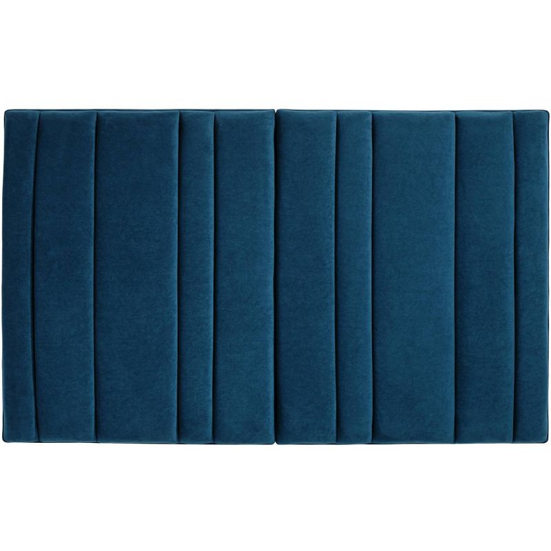 55 Downing Street Cadence Channel Tufted Blue Velvet Queen Hanging Headboard, 1 of 10