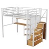 YOOCOZZ Full Size Metal Loft Bed with Built-In Desk, Shelves, Storage Staircase, Grid Boards and Wardrobe - 2 of 4