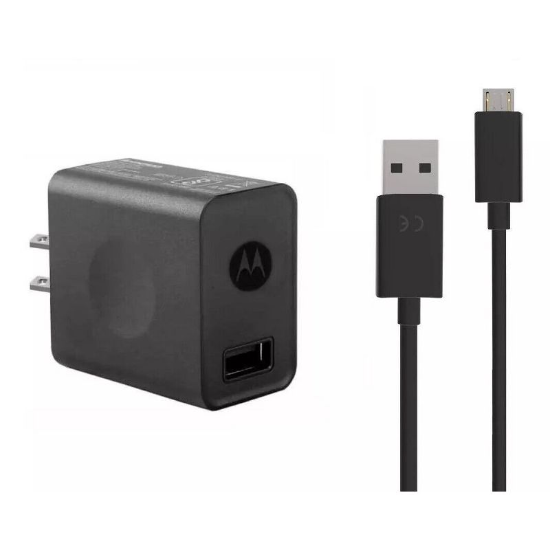 OEM Motorola Rapid USB Charger Adapter with Micro USB Cable 5.2V/2A (C-P35), 1 of 2