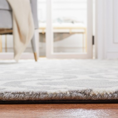 Grey and Ivory Hand-Tufted Wool Square Area Rug
