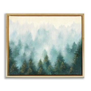 Stupell Industries Pine Forest with Mist Floating Frame Canvas Art, Gold, 31" x 25" - 1 of 4