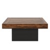 35.4in Farmhouse Square LED Coffee Table ¨C Rustic Brown Modern Center Table Top & Black Base, Low Cocktail Table for Living Room Entertainment - 2 of 4