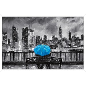 Trends International PD Moreno - Fine Art - Blue Umbrella Framed Wall Poster Prints - 1 of 4