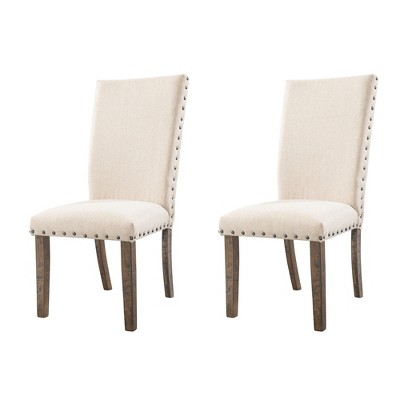 Smokey Walnut 78" Extendable Dining Set with 6 Cream Upholstered Chairs