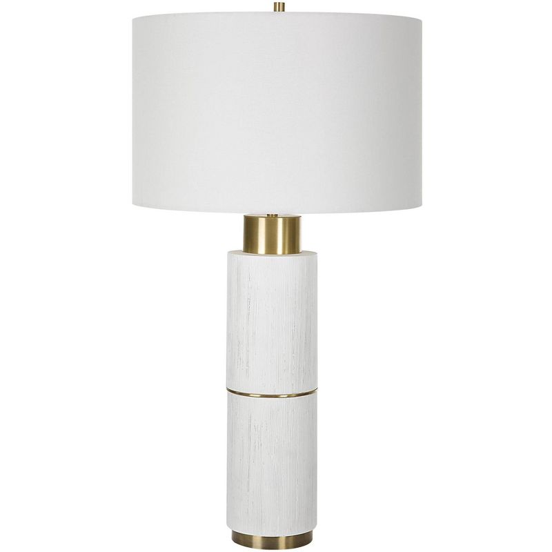 Uttermost Ruse Textured White-Washed Wood Metal Table Lamp, 1 of 2
