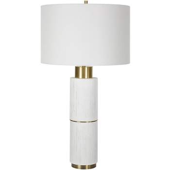 Uttermost Ruse Textured White-Washed Wood Metal Table Lamp