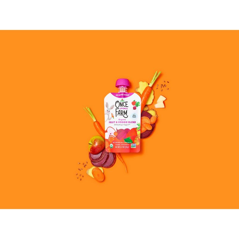 Once Upon a Farm OhMyMegaVeggie Apple, Carrot, Beet Organic Kids&#39; Snack - 3.2oz Pouch, 2 of 6