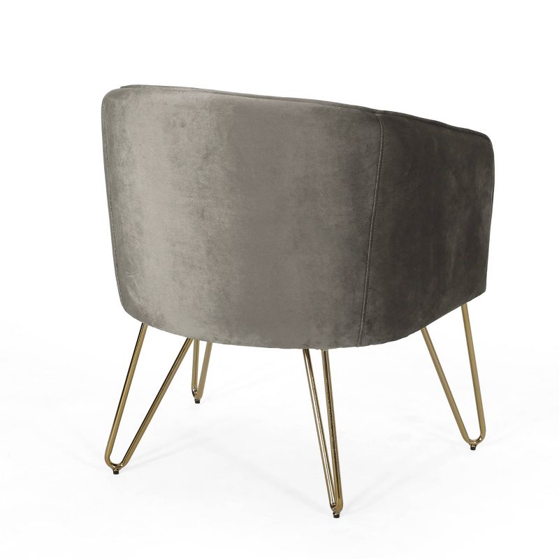 Grelton Modern Glam Velvet Club Chair with Hairpin Legs - Christopher Knight Home, 4 of 11