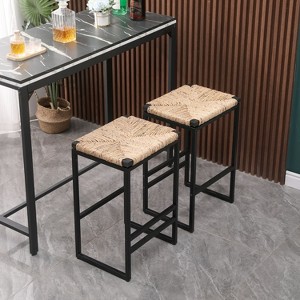 NicBex Set of 2 Bar Stools for Kitchen Island,Paper Rope Woven Counter Bar Stools,Bar Chairs for Dining Rooms,Kitchens,Islands - 1 of 4