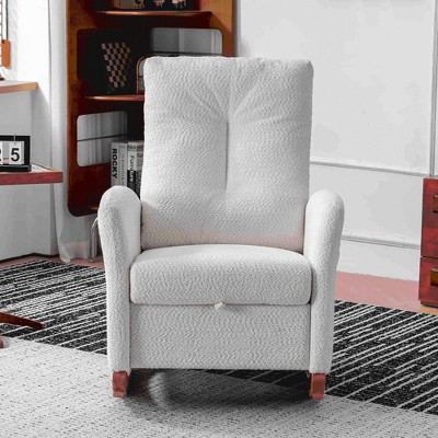Wooakway Leather Rocking Chair with Wood Legs for Bedroom Living Room