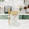 Unique Bargains with Bamboo Lid & Spoon Decorative Jars Wood Color Clear 1 Set - 2 of 4