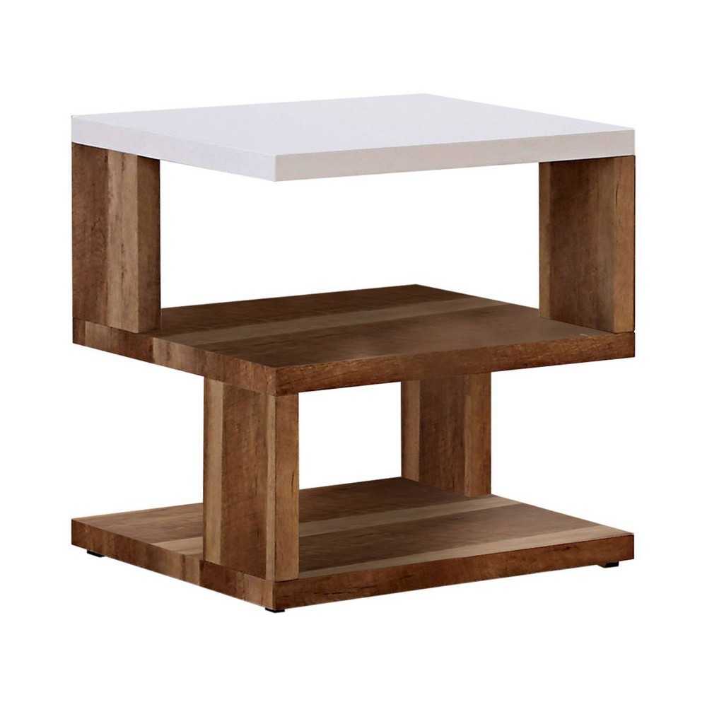 Photos - Coffee Table Chetwood Open Shelf End Table White - miBasics