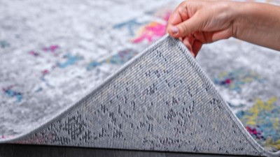 Multicolor Abstract Synthetic Rectangular Area Rug 3'3" x 5'