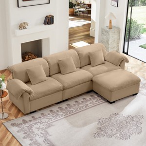 L Shaped Sectional Sofa With Storage Seats And Storage Ottoman,Modern Velvet Chaise Sectional Sofa,Sofa For Living Room-Cuddlewood - 1 of 4