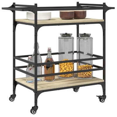 CLIHOME 3-Tier Rolling Kitchen Trolley, Serving Bar Cart for Home with Removable Wheels