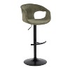 LumiSource Set of 2 Curva Adjustable Barstools Black Metal/Green Fabric - 2 of 4