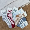 Anna-Kaci 3-Pair Fuzzy Bow Knit Crew Socks Set with Plush Soft Texture, Stretchy Cozy Fabric, and Graphic Bow Pattern for Gifting - 3 of 4