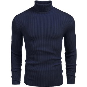 COOFANDY Mens Ribbed Slim Fit Knitted Pullover Casual Turtleneck Sweater - 1 of 4