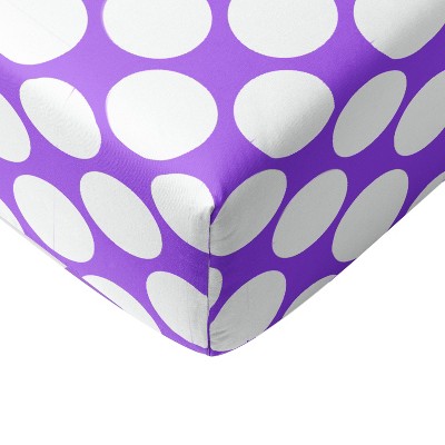 Bacati - Purple Large Dots 100 percent Cotton Universal Baby US Standard Crib or Toddler Bed Fitted Sheet