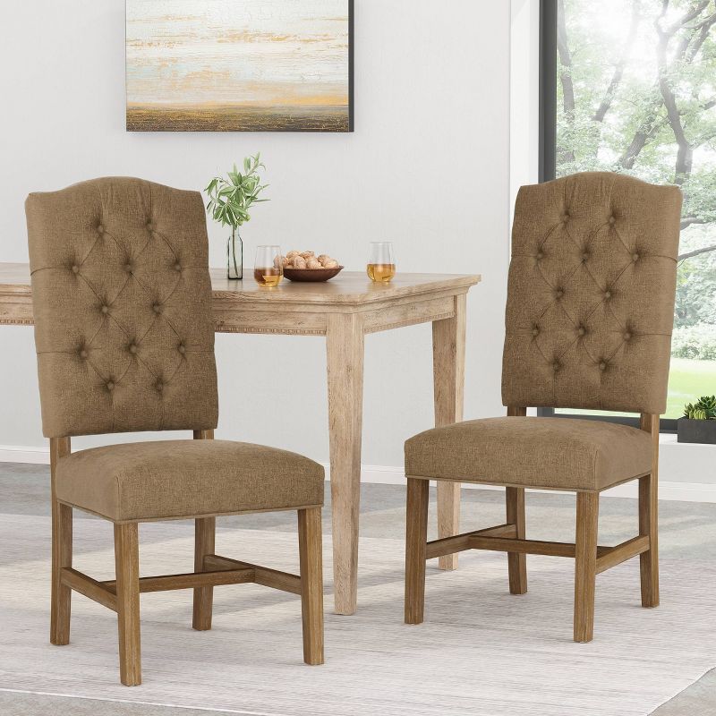 2pk Hyvonen Contemporary Fabric Tufted Dining Chairs - Christopher Knight Home, 3 of 13