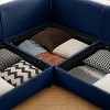 Stylish Camel Chenille 2-Seater Sofa with Storage Seat, Cylindrical Backrest and Armrests, Modern Loveseat Hidden Storage Space-Tanpinhause - 3 of 4