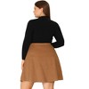 Agnes Orinda Women's Plus Size Tie Waist Button Front Pockets A-Line Midi Denim Skirts - 4 of 4