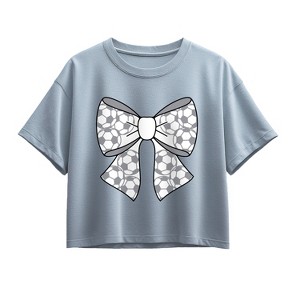 Girls' - Instant Message - Soccer Bow Short Sleeve Boxy Graphic T-Shirt - 1 of 3