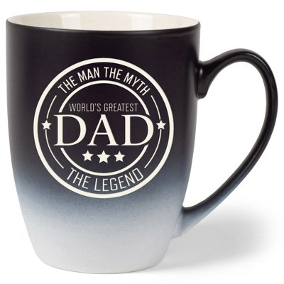 Elanze Designs World's Greatest Dad Two Toned Ombre Matte Black and White 12 ounce Ceramic Stoneware Coffee Cup Mug