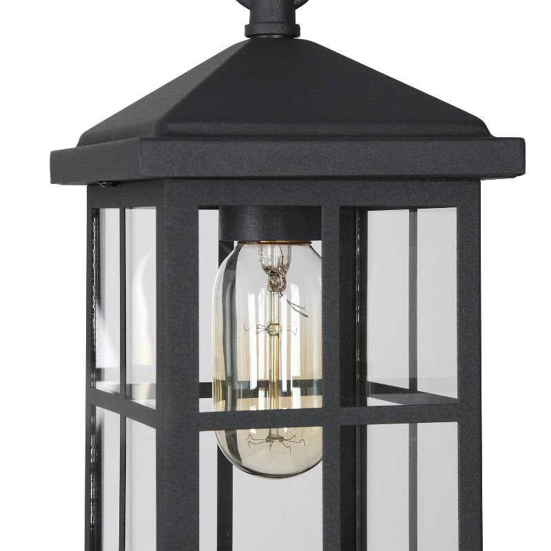 10.5&#34; Metal/Glass Square Cage Modern Outdoor Pendant Light Black - LNC, 6 of 12
