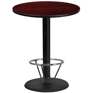 Flash Furniture 36'' Round Mahogany Laminate Table Top with 24'' Round Bar Height Table Base and Foot Ring - 1 of 1