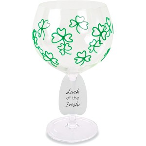 Pavilion Gift Company - Green Shamrocks - 24 oz Hand Decorated Glass - Drinkware - 1 of 4