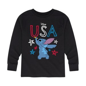 Boys' - Lilo and Stitch - USA Stitch Drawing Long Sleeve Graphic T-Shirt - 1 of 4