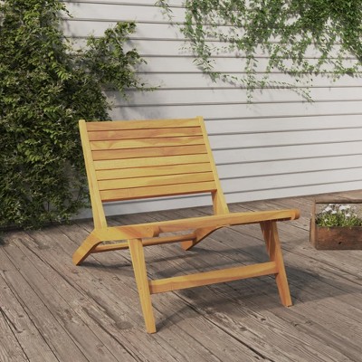 vidaXL Solid Wood Patio Chair - Teak Frame Lounge Seating for Garden, Patio, Outdoor, Terrace - Foldable Backrest - 23.6" x 35.4" x 25.6" Dimensions