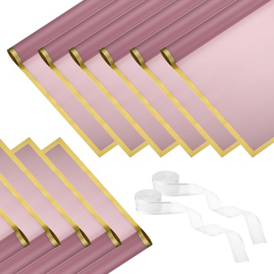 Unique Bargains DIY Crafts Gift Packaging Waterproof Flower Wrapping Paper with 2 Rolls Ribbons