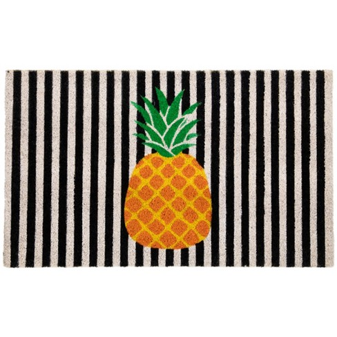 Northlight Ivory And Orange Pineapple Striped Natural Coir Outdoor