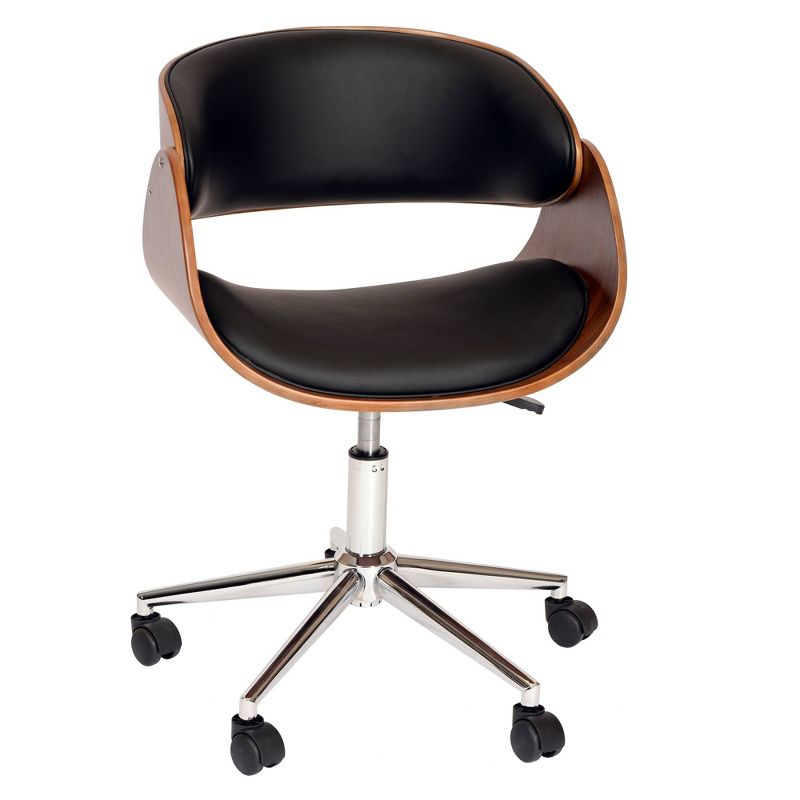 Julian Modern Chair Black/Walnut Veneer Back/Chrome - Armen Living, 2 of 6