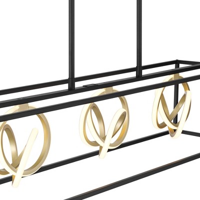 Modern Black Metal LED Pendant Chandelier with Gold Accents