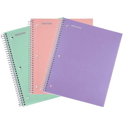 Mintra Office Durable Spiral Notebooks 3 Subject, 150 Sheets