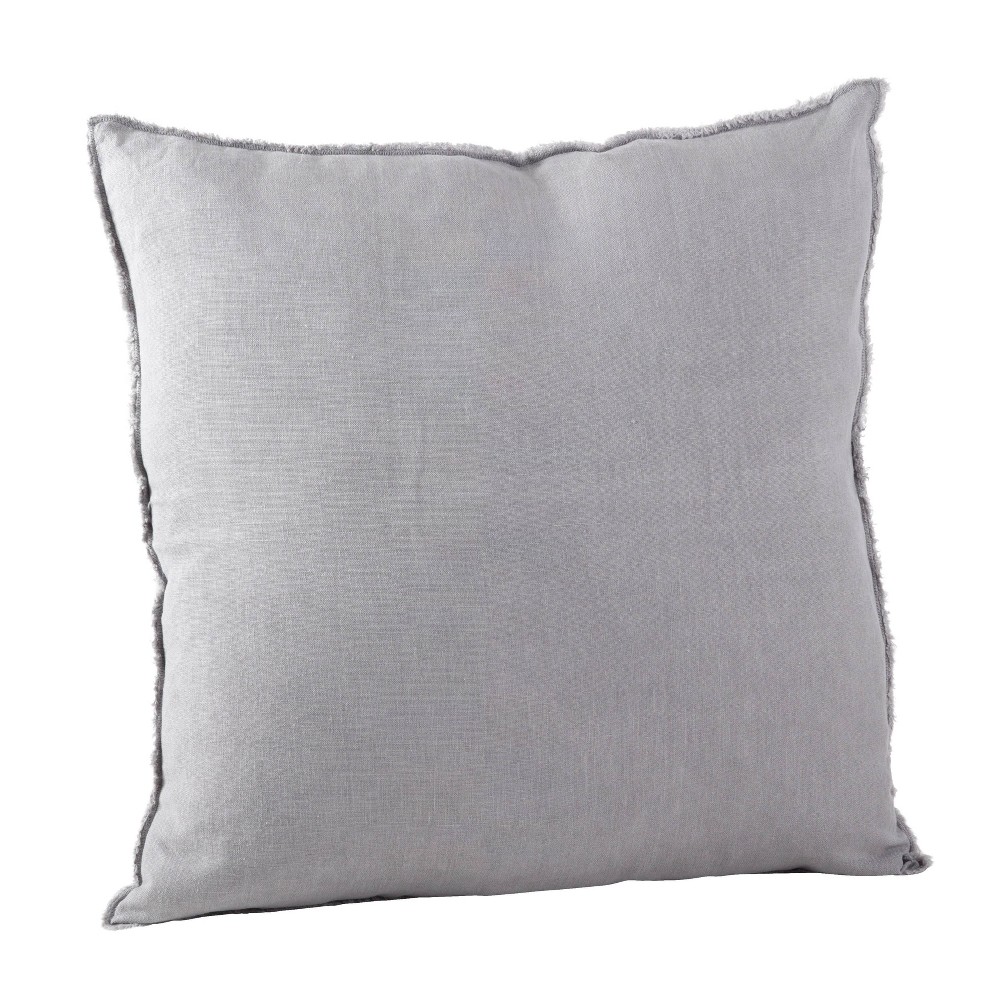 Photos - Pillow 20"x20" Oversize Fringed Design Linen Square Throw  Pewter - Saro Li