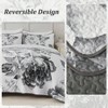 Grey Boho Floral Quilt Set Queen, 3 - Piece Reversible Bedspread with 2 Pillow Shams - 4 of 4