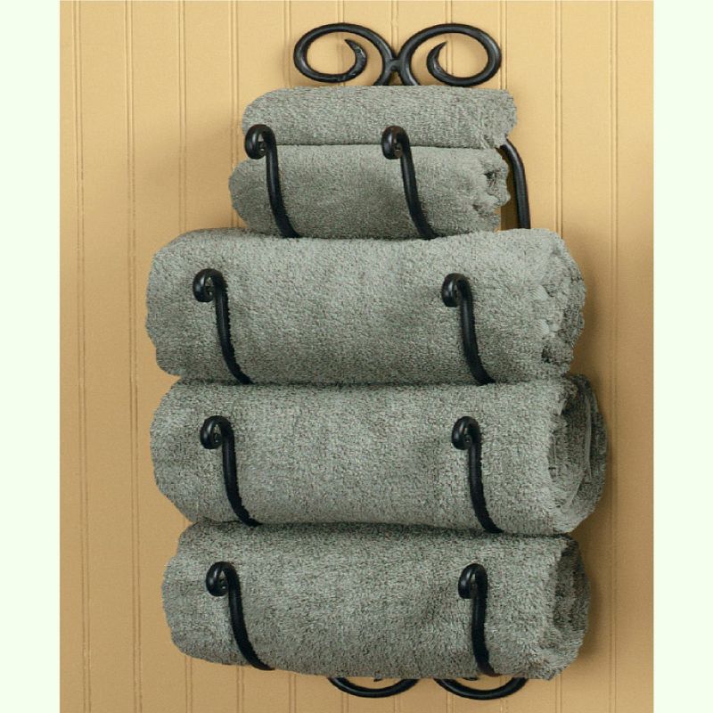 Park Designs 4 Tier Black Scroll Bath Towel Holder 27"H, 1 of 2