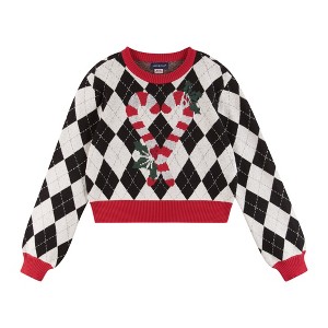 Andy & Evan  Kids  Girls Argyle Cropped Sweater - 1 of 4