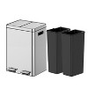 GustoWave Stainless Steel Trash Can with Recycling Bin, Soft-Close Lid, Step-on Garbage Bin - with Removable Plastic Inner Buckets - 3 of 4